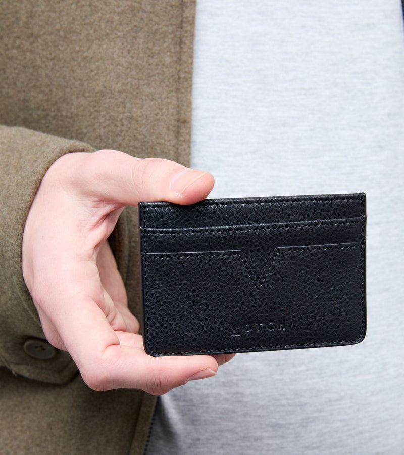 Sol Vegan Bio-Based Bamboo leather card holder in black