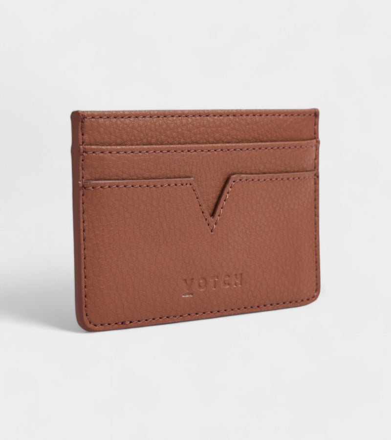 Sol Vegan Bio-Based Bamboo leather card holder in brown