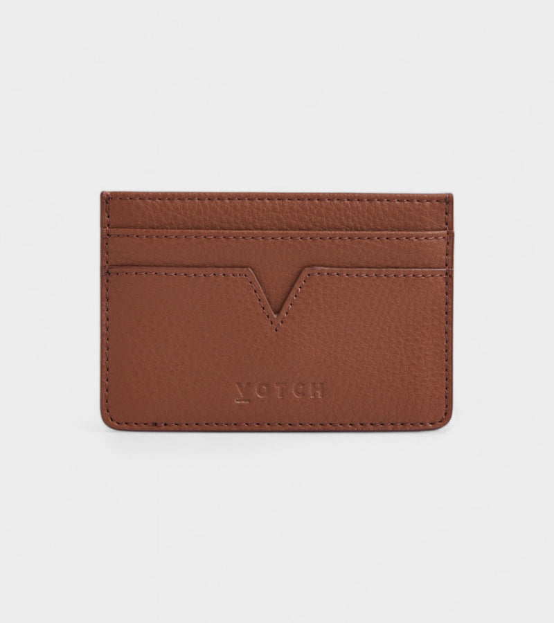 Sol Vegan Bio-Based Bamboo leather card holder in brown