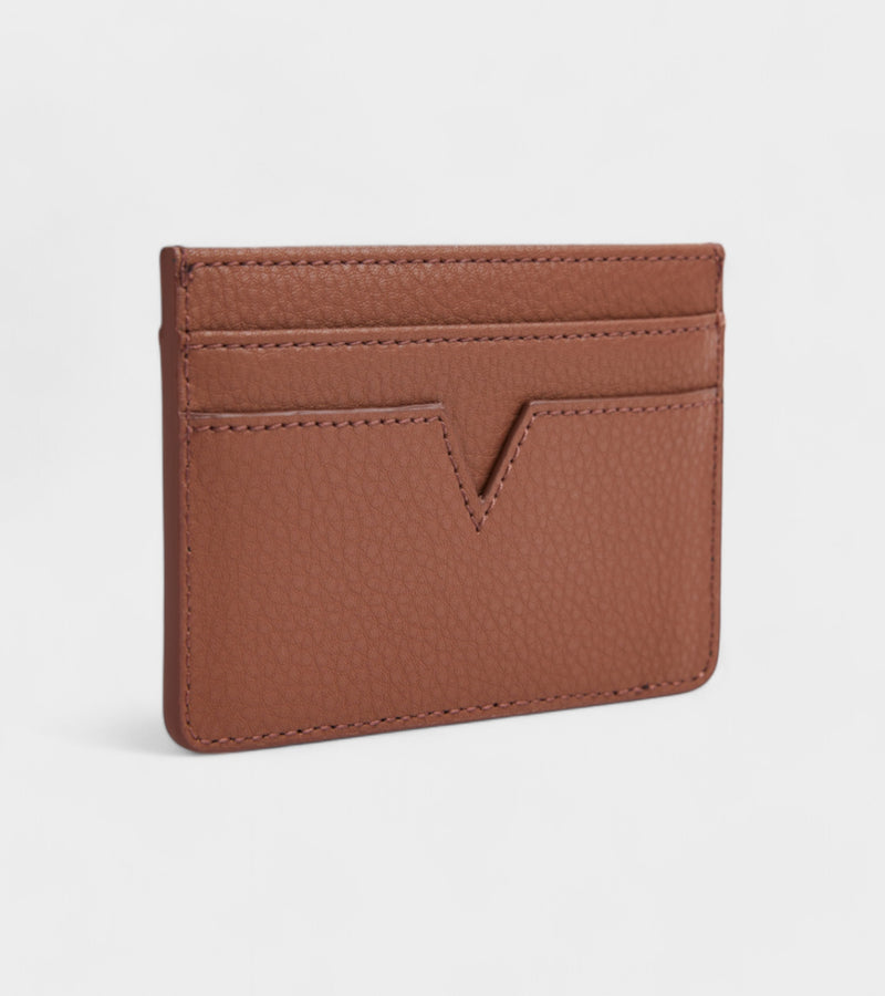 Sol Vegan Bio-Based Bamboo leather card holder in brown