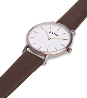 Silver & Brown Watch | Petite