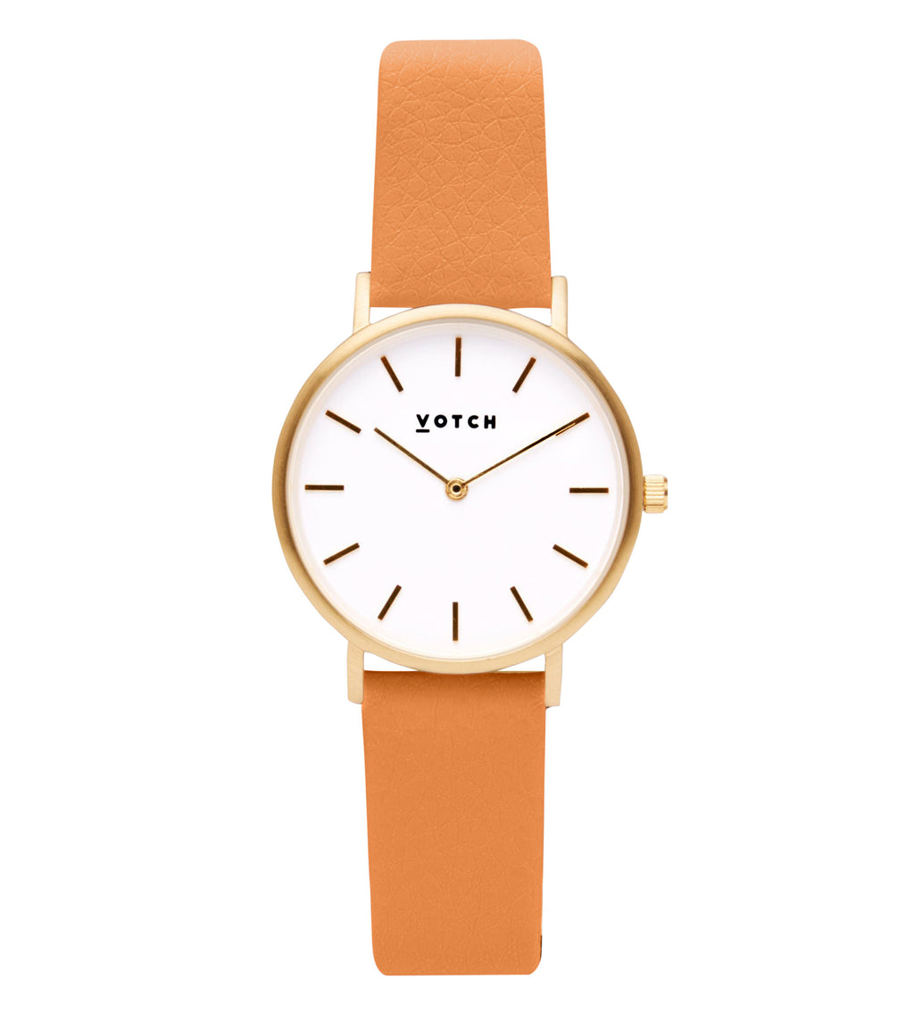 Gold & Burnt Orange Watch | Petite