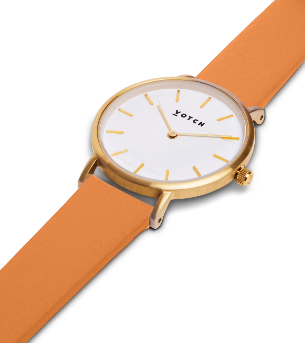 Gold & Burnt Orange Watch | Petite