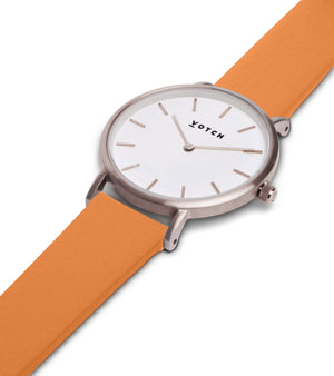 Silver & Burnt Orange Watch | Petite