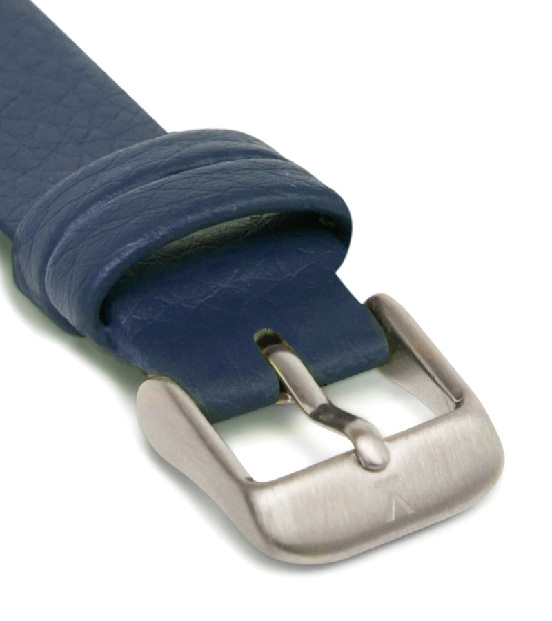 Navy with brushed silver buckle | 16mm