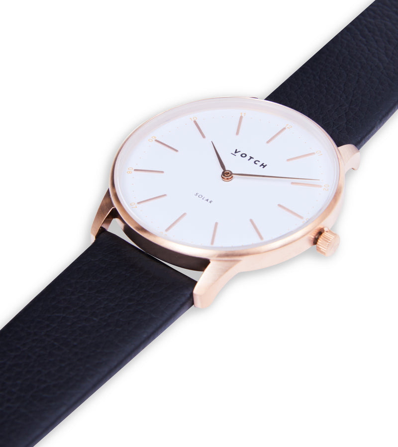 Rose Gold & Black Watch | Solar Classic