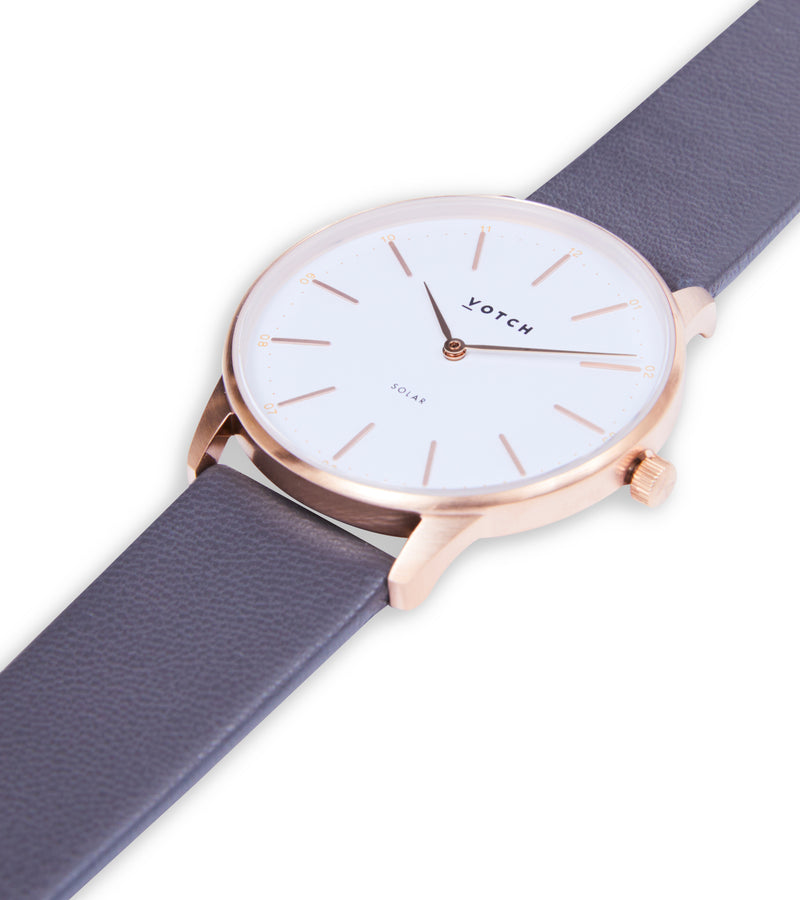 Rose Gold & Steel Grey Watch | Solar Classic