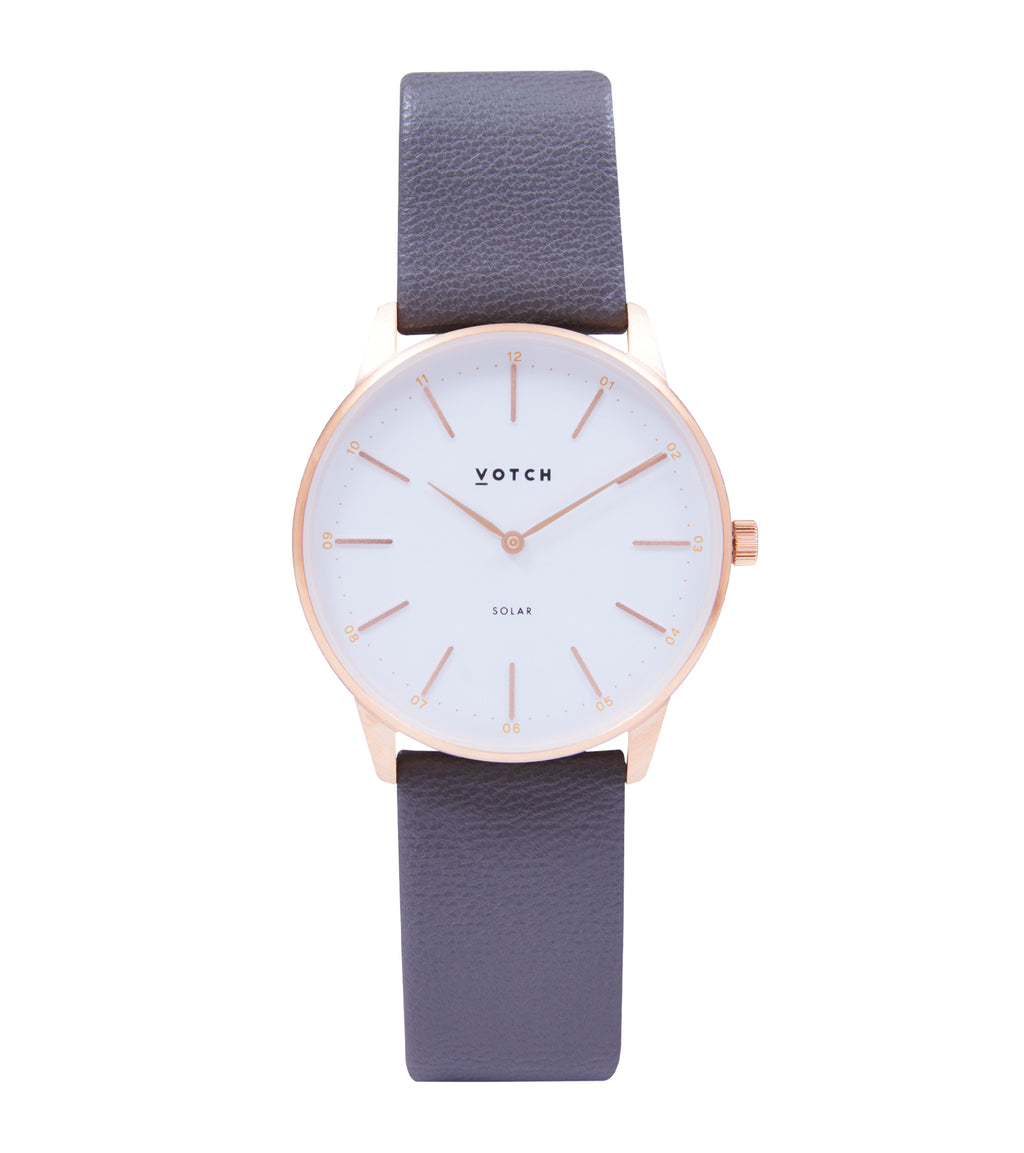 Rose Gold & Steel Grey Watch | Solar Classic