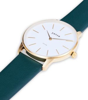 Gold & Forest Green Watch | Solar Classic