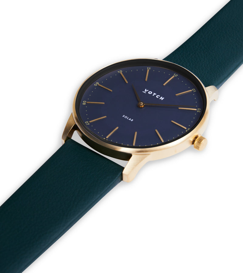 Gold & Black with Forest Green Watch | Solar Classic