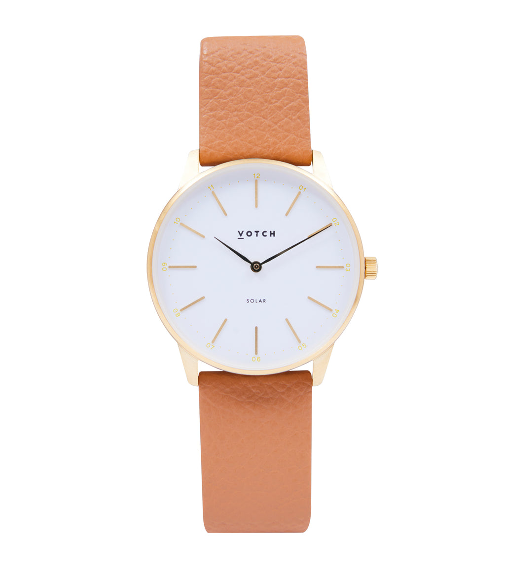 Gold & Tan Watch | Solar Classic