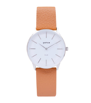 Silver & Tan Watch | Solar Classic