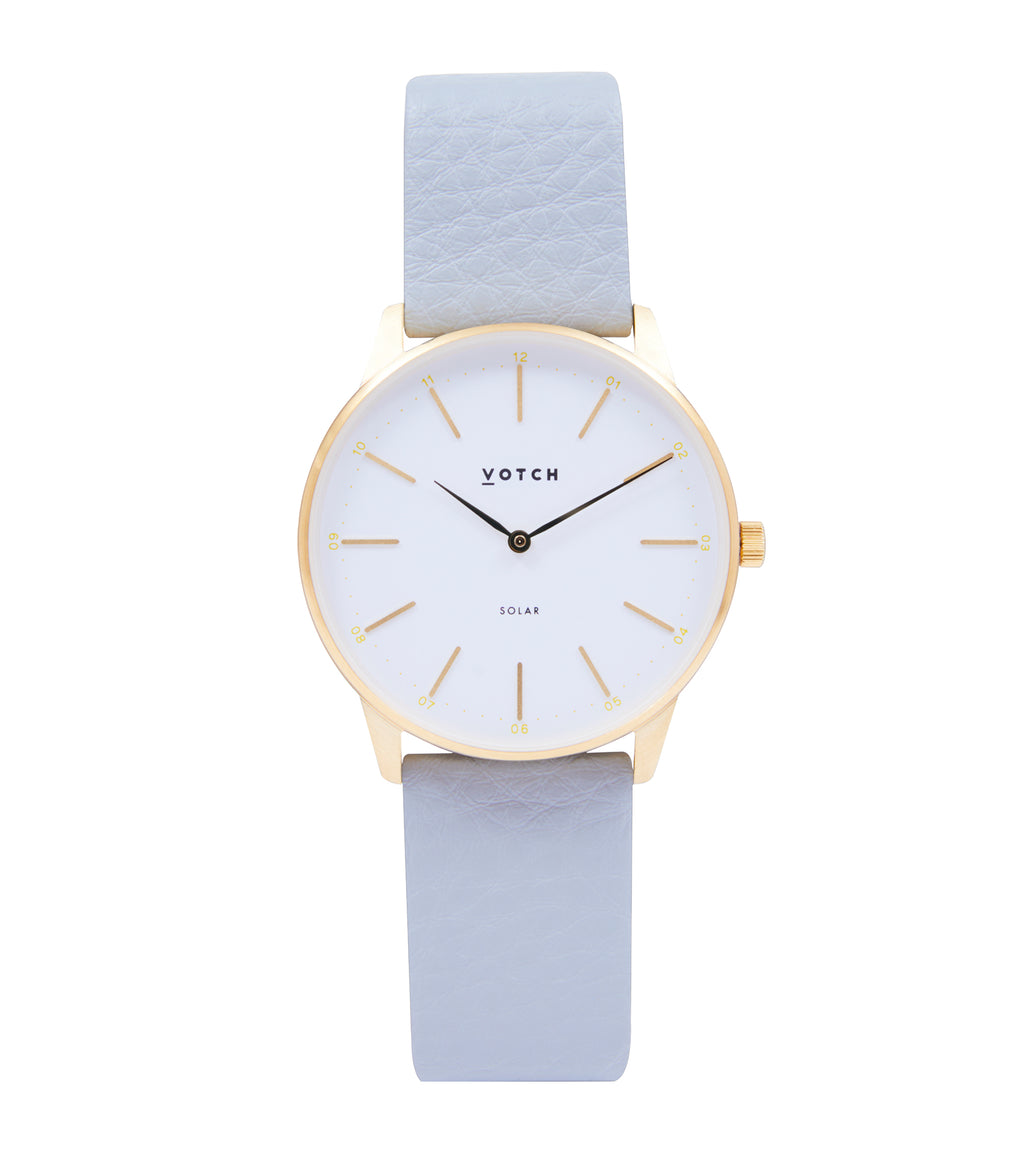 Gold & Dove Grey Watch | Solar Classic