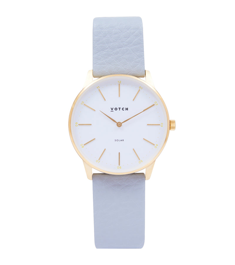 Gold & Dove Grey Watch | Solar Classic