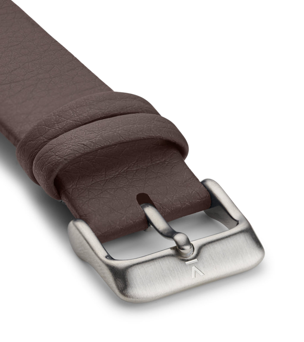 BROWN WITH BRUSHED SILVER BUCKLE | 20MM