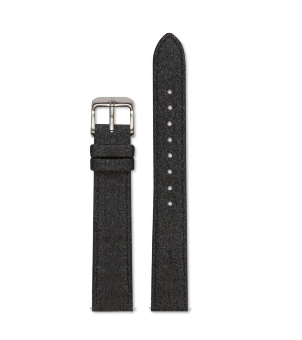 Piñatex Black with brushed silver buckle | 16mm