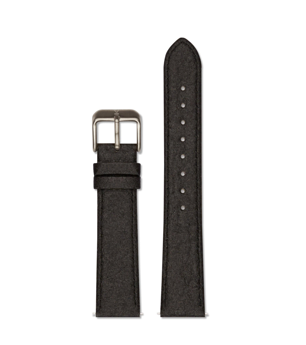 Piñatex Black with brushed silver buckle | 18mm