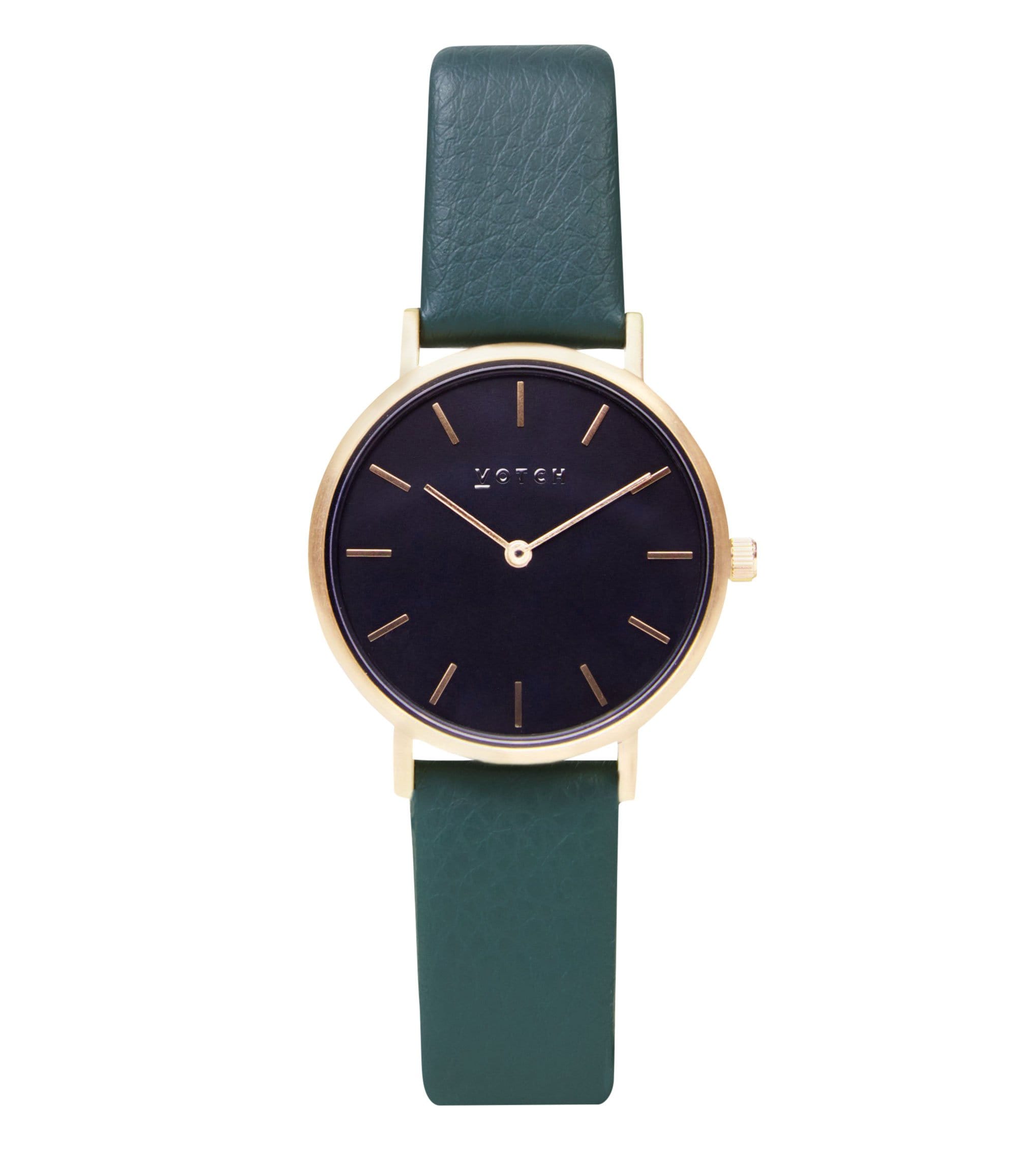 Black leather watch gold face best sale