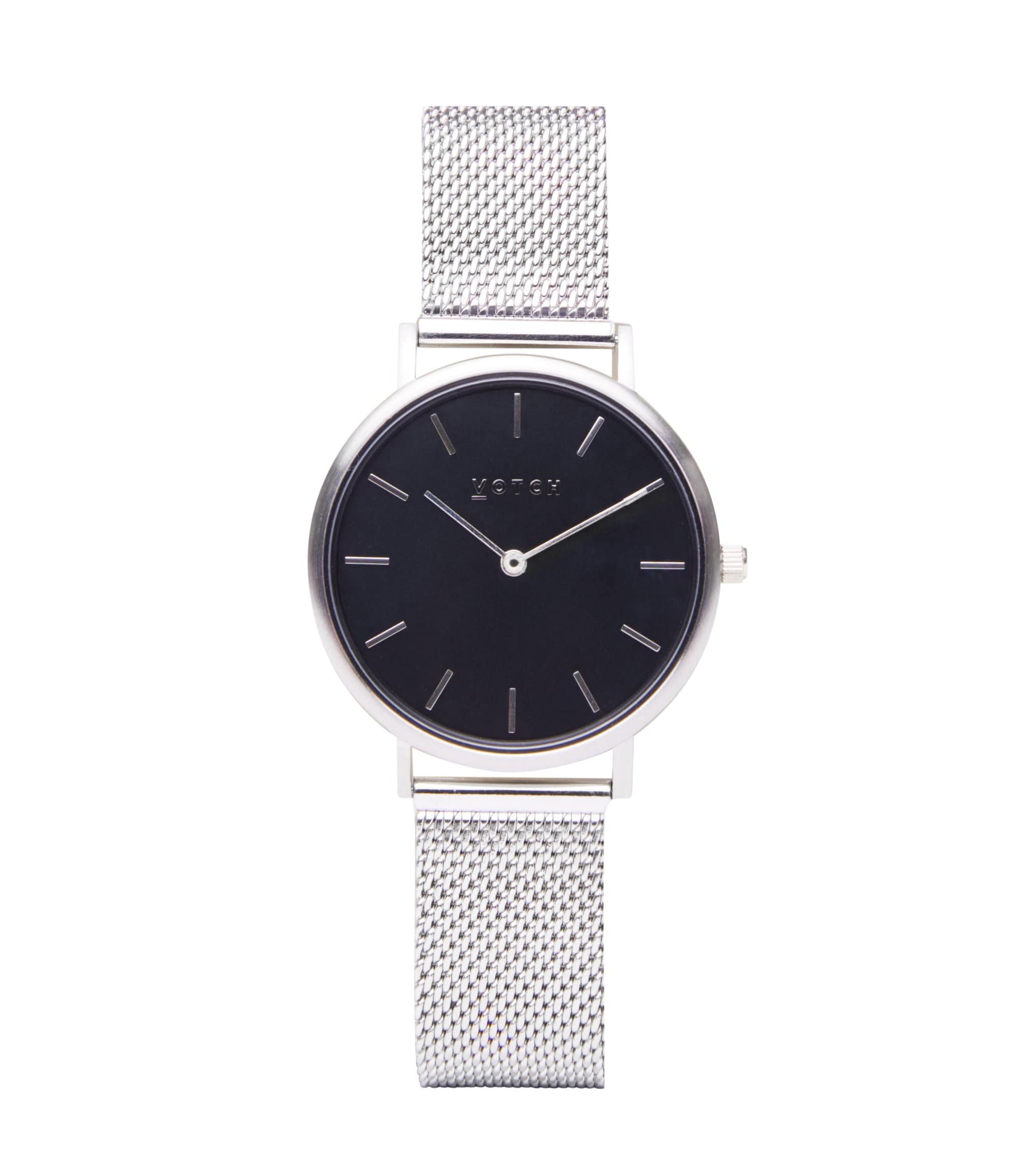 Silver mesh clearance watch black face